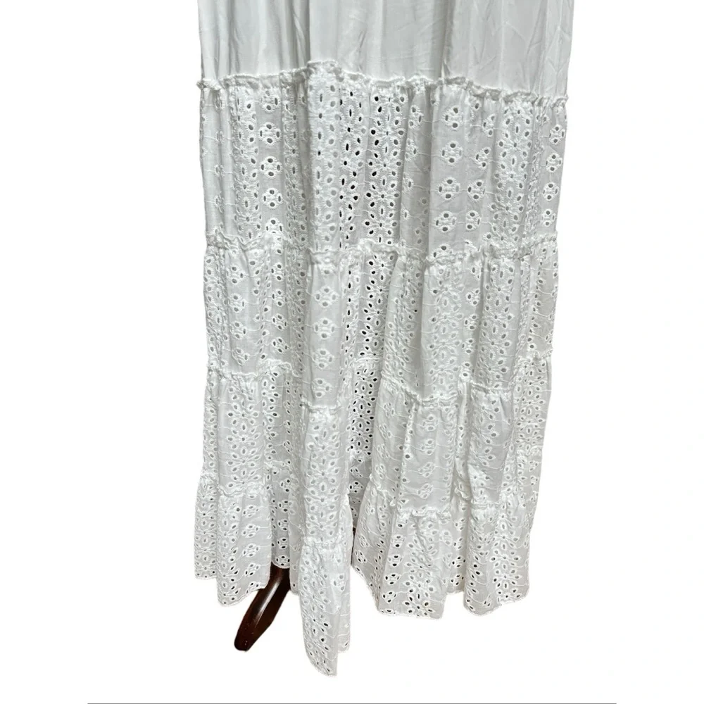 Solitaire Swim White Eyelet Maxi Tiered Dress, NWT, M - Picture 14 of 15